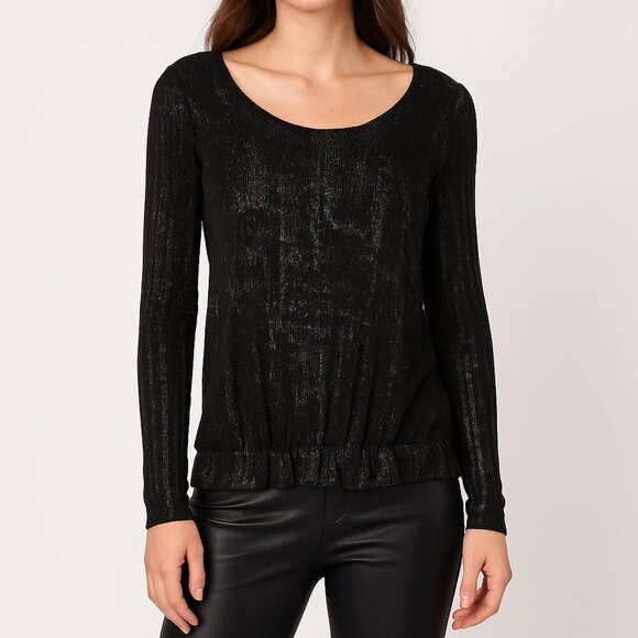 Mais il est où le Soleil? Black Metallic Chic Sheer Silk Blouse Size Small - Picture 11 of 11